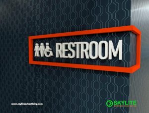 designed by benc bathroom sign laser cut acrylic with metal frame