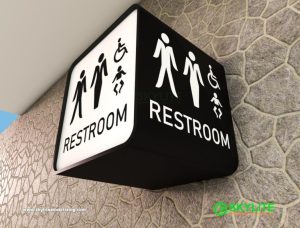 designed by benc bathroom sign wall mounted cube acrylic
