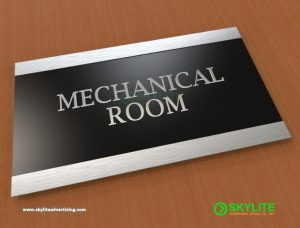 designed by benc engraved metal mechanical room sign